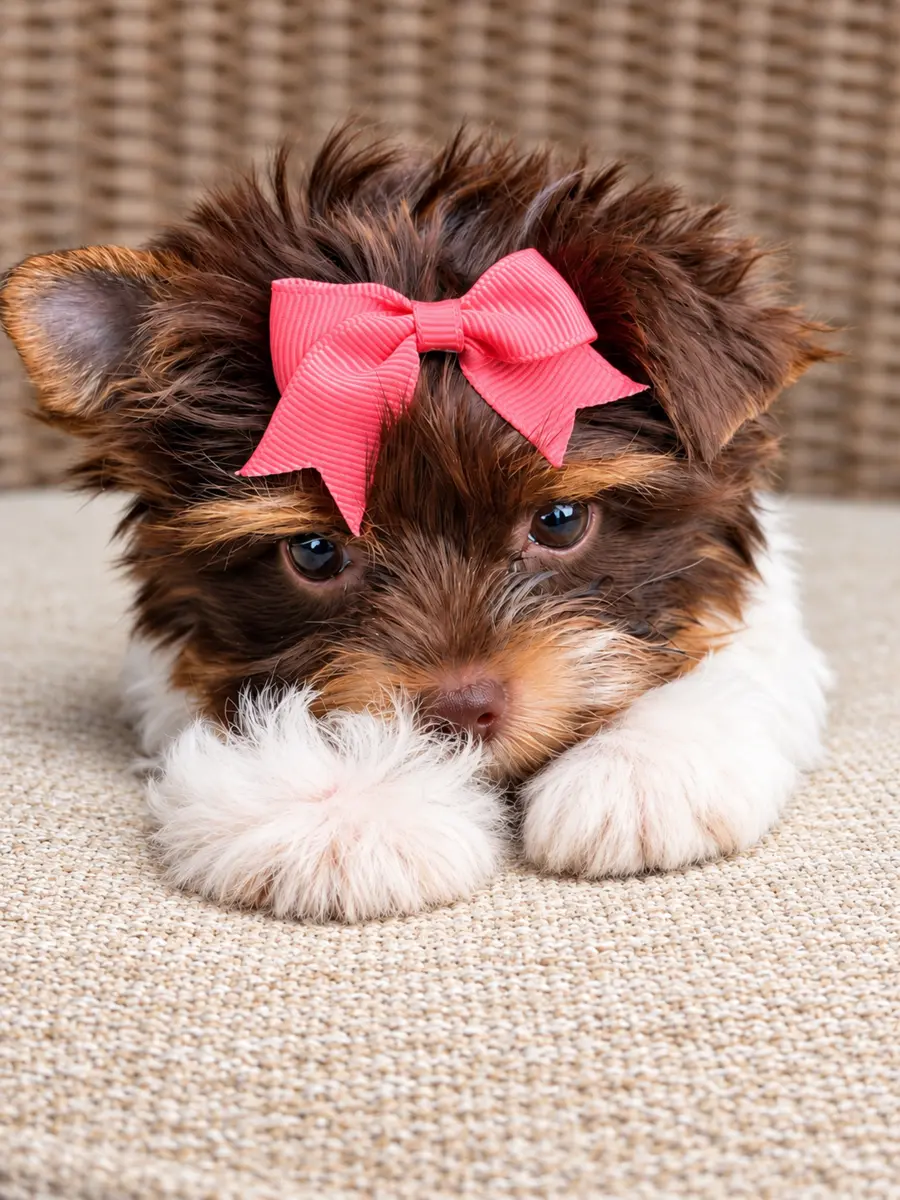 Pumpkin, a brown & white parti Yorkshire Terrier — photo 1 of 22