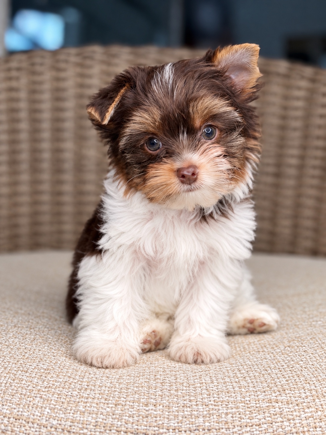 Freddie, brown & white parti Yorkshire Terrier puppy — photo 3 of 21