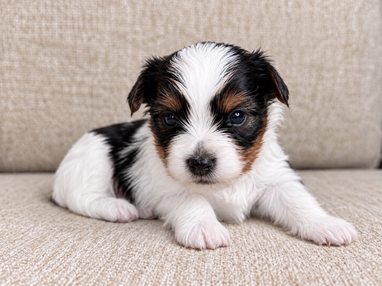 Lucky, black, white & tan parti Yorkshire Terrier puppy — photo 12 of 25