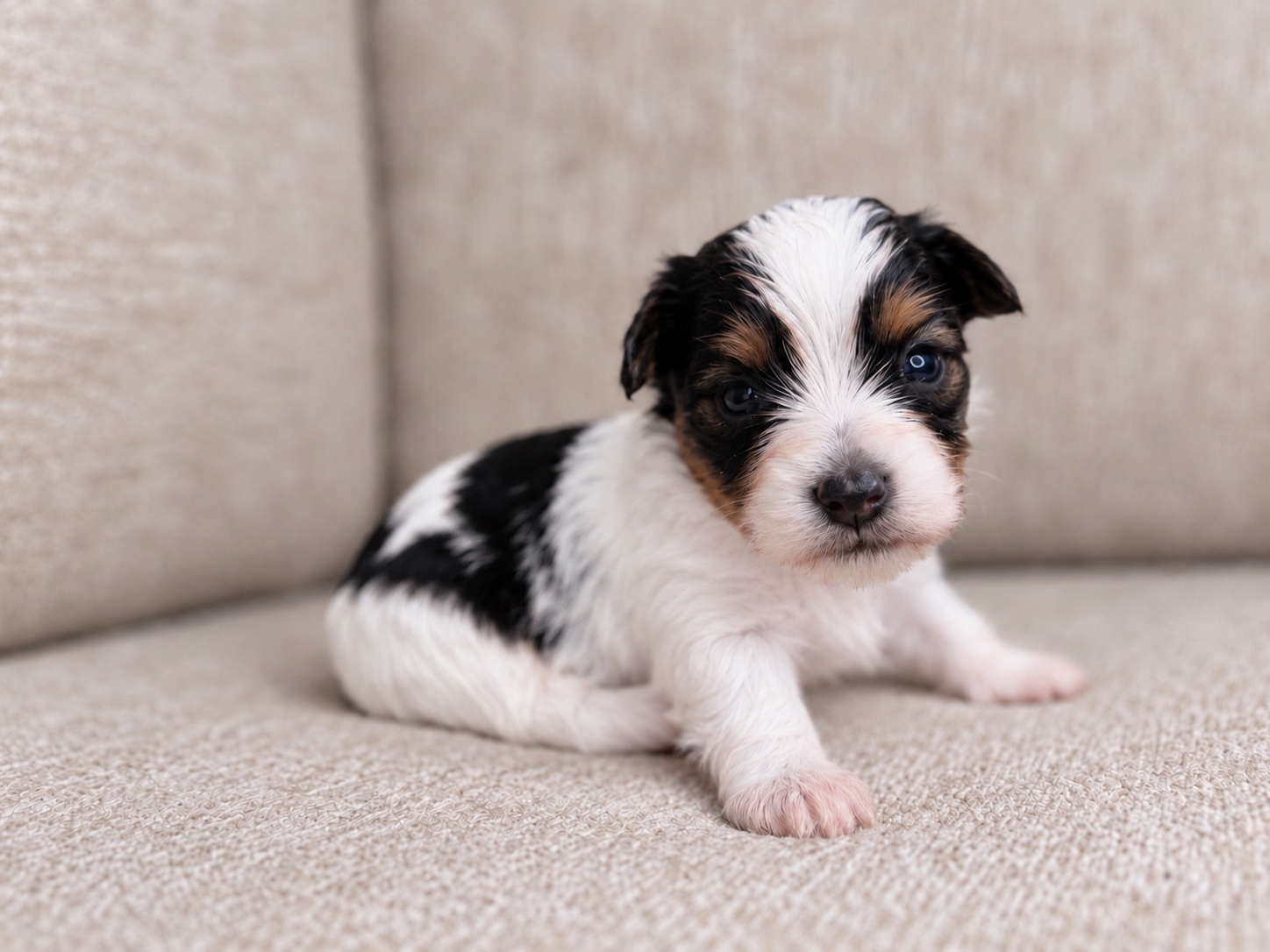 Lucky, black, white & tan parti Yorkshire Terrier puppy — photo 13 of 25