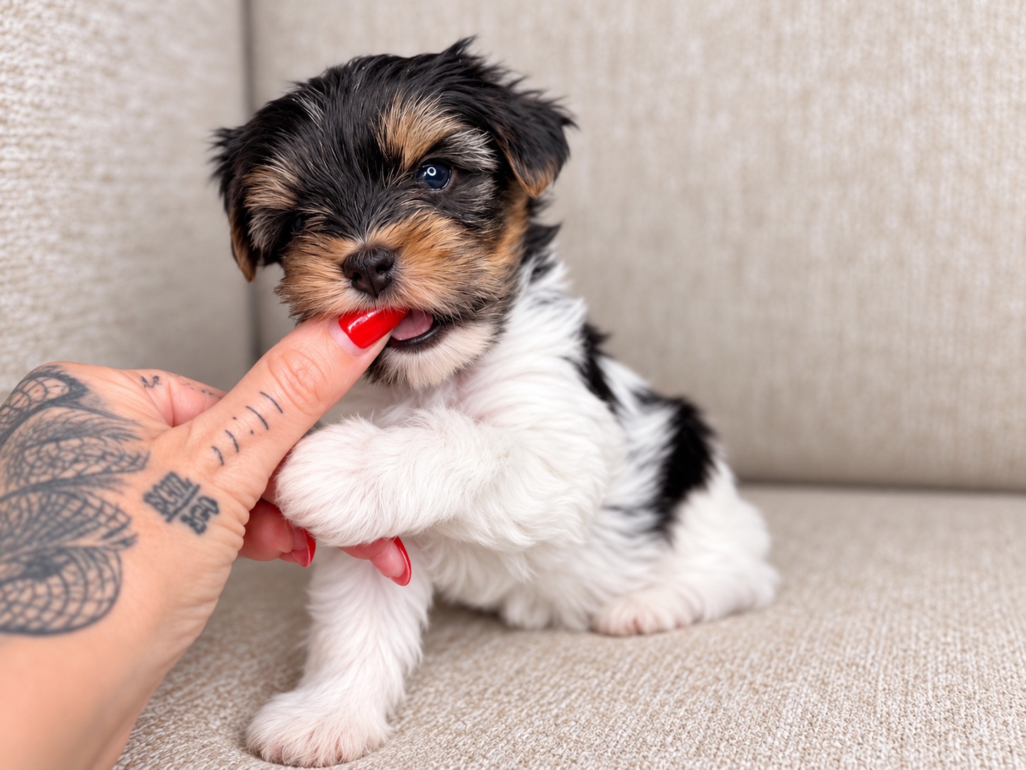 Oogie, black & white parti Yorkshire Terrier puppy — photo 14 of 23
