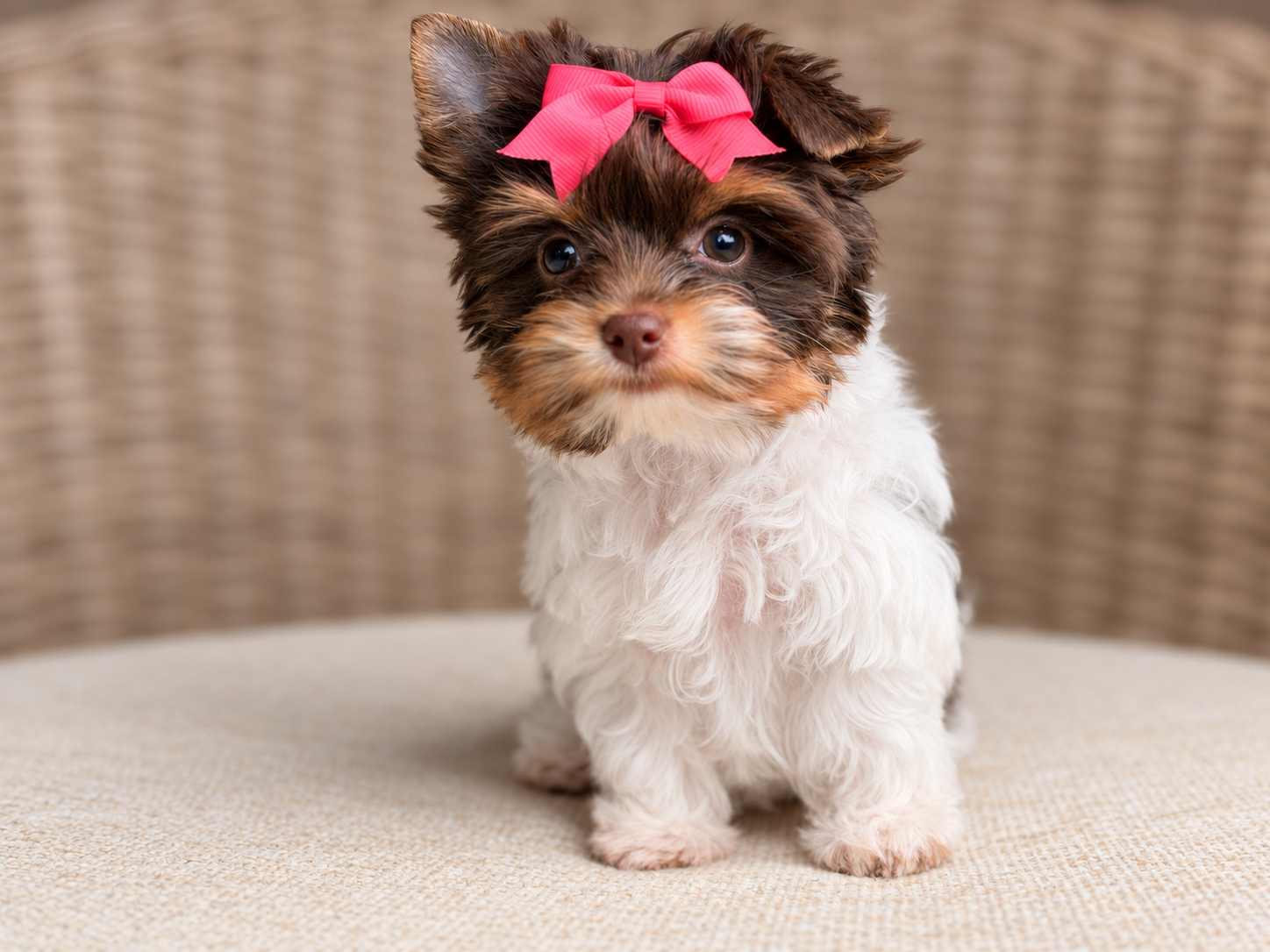Pumpkin, brown & white parti Yorkshire Terrier puppy — photo 2 of 22