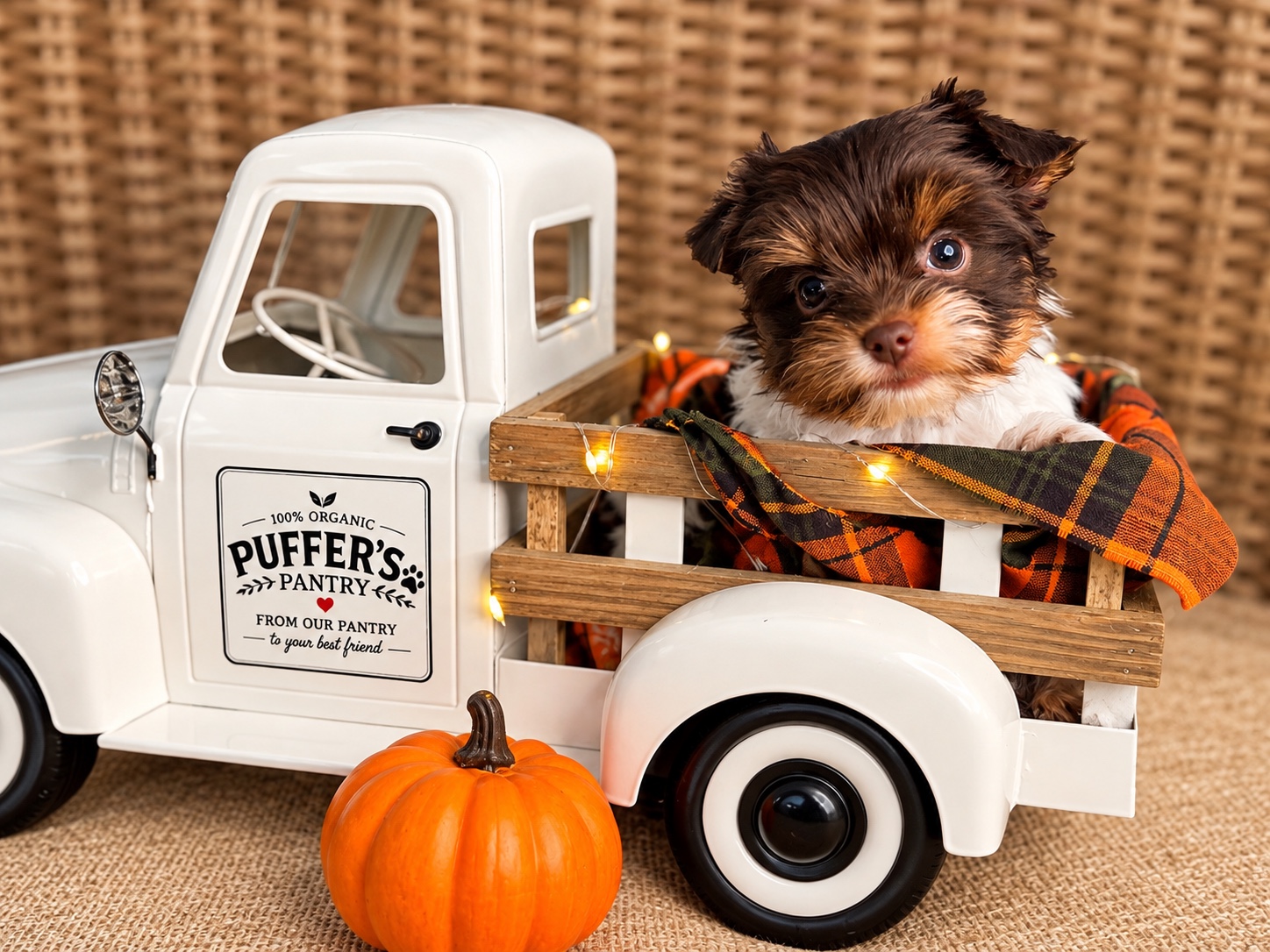 Pumpkin, brown & white parti Yorkshire Terrier puppy — photo 5 of 22