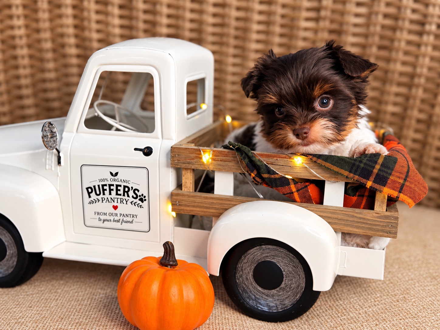 Pumpkin, brown & white parti Yorkshire Terrier puppy — photo 4 of 22