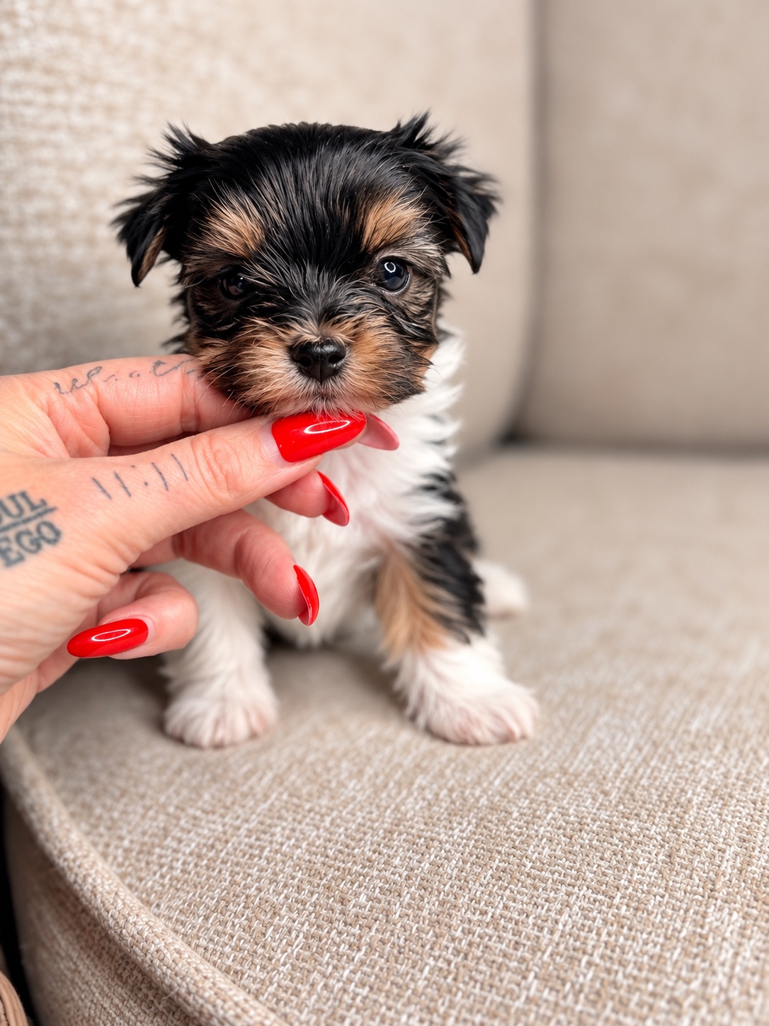 Sabrina, black, white & brown Yorkshire Terrier puppy — photo 13 of 23