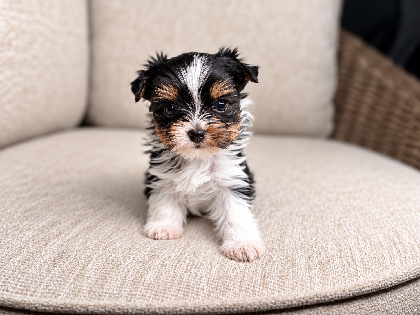 Wednesday, black & white parti Yorkshire Terrier puppy — photo 9 of 21